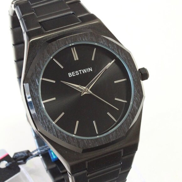 Other - Men's Sports Watch Integrated Bracelet Blacked Out Quartz 41.5mm
